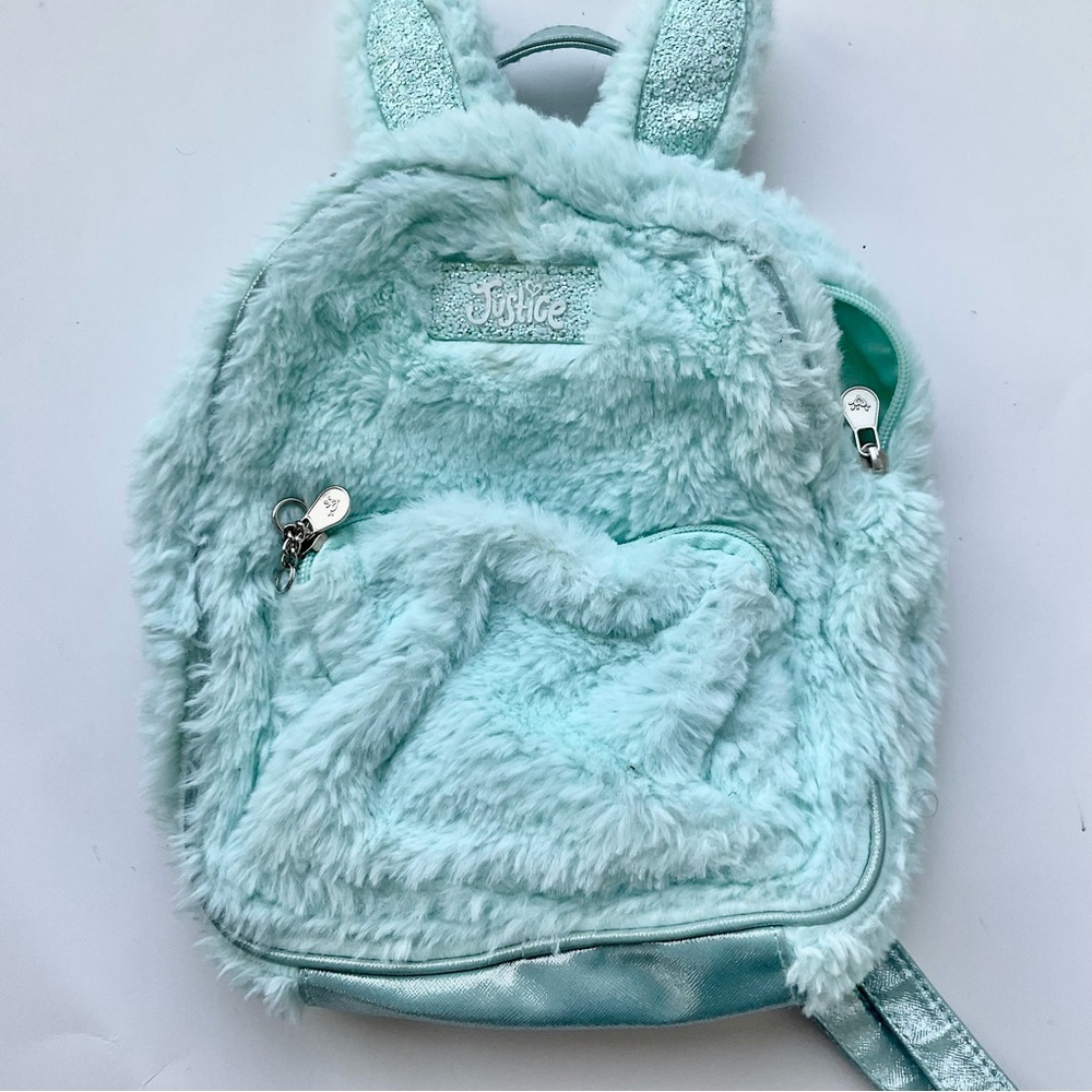Justice Fluffy Light Blue Backpack